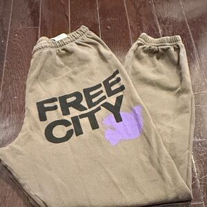 Freecity Olive Joggers with Purple Accent